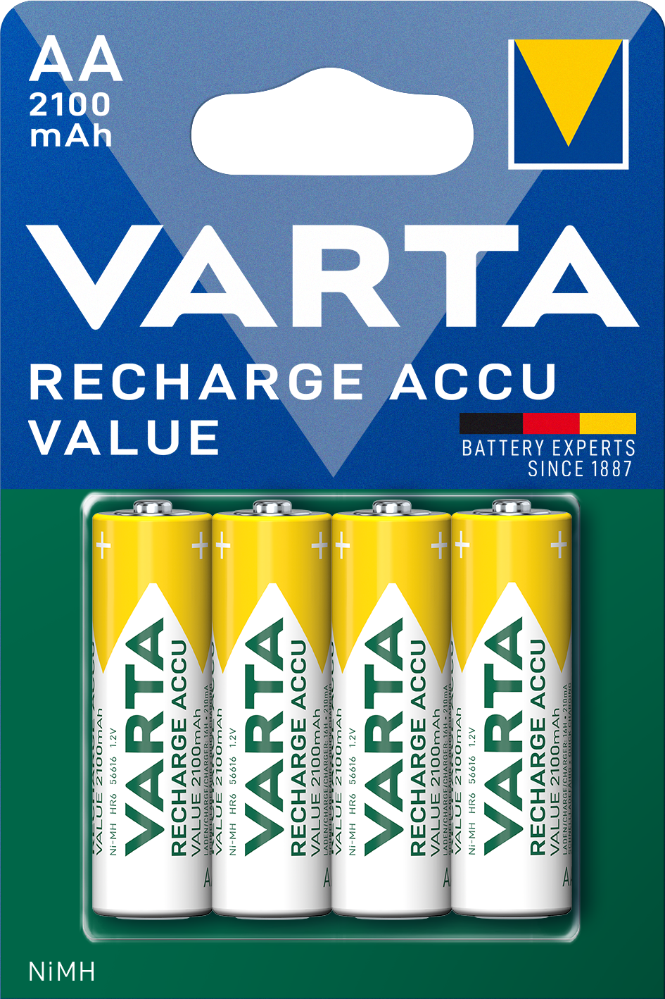 Varta Professional Rechargeable Battery, AA / HR6, 2100mAh, Set of 4 pieces