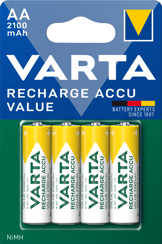 Varta Professionele Oplaadbare Batterij, AA / HR6, 2100mAh, Set van 4 stuks