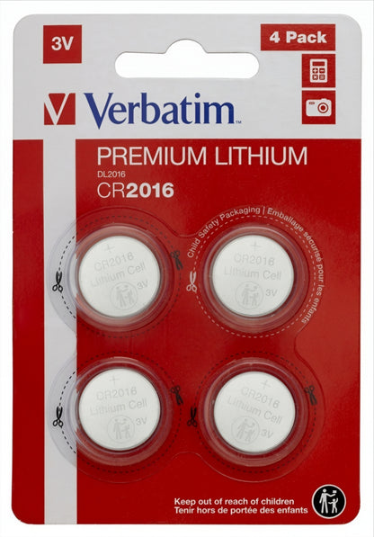 Verbatim Premium batterij, CR2016, set van 4 stuks 49531