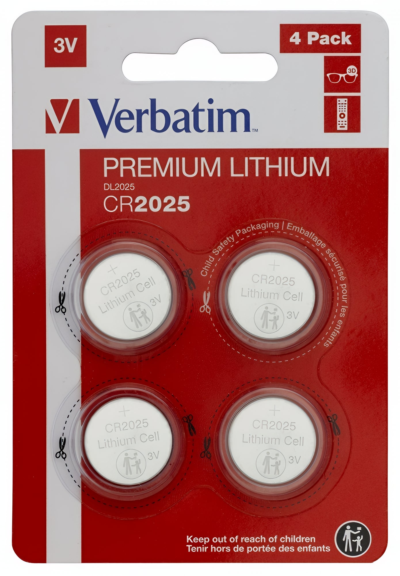 Verbatim Premium batterij, CR2025, set van 4 stuks 49532