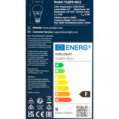 Yeelight W4 Lite LED-lamp, Wi-Fi, E27, 9W, 2700K - 6500K, 806lm, wit YLQDP-0012 YLQDP-0012 