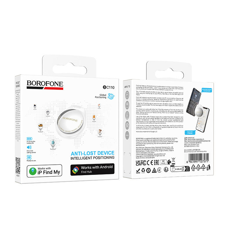 Borofone SmartTag BC110 voor iOS / Android Series, Wit