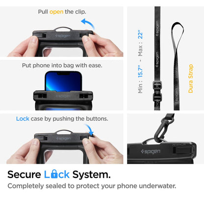 Universele Waterdichte Tas en Hoes Spigen A621, Zwart AMP04533