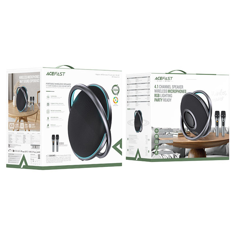 Bluetooth-luidspreker Acefast Karaoke K5 Max, 350W, TWS, RGB, Waterdicht, Zwart