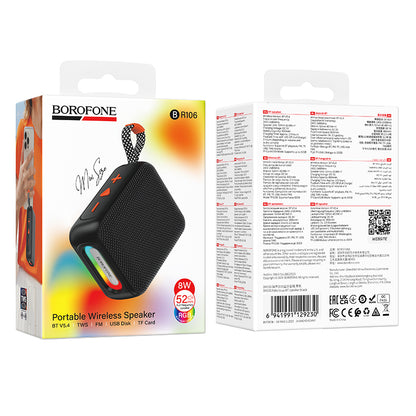 Draagbare Bluetooth-luidspreker Borofone BR106 Felicitous, 8 W, TWS, RGB, zwart