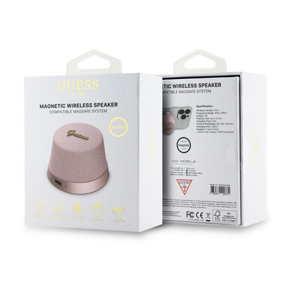 Draagbare Bluetooth Speaker Guess Stand Magnetic Script Metal, 3W, Roze
