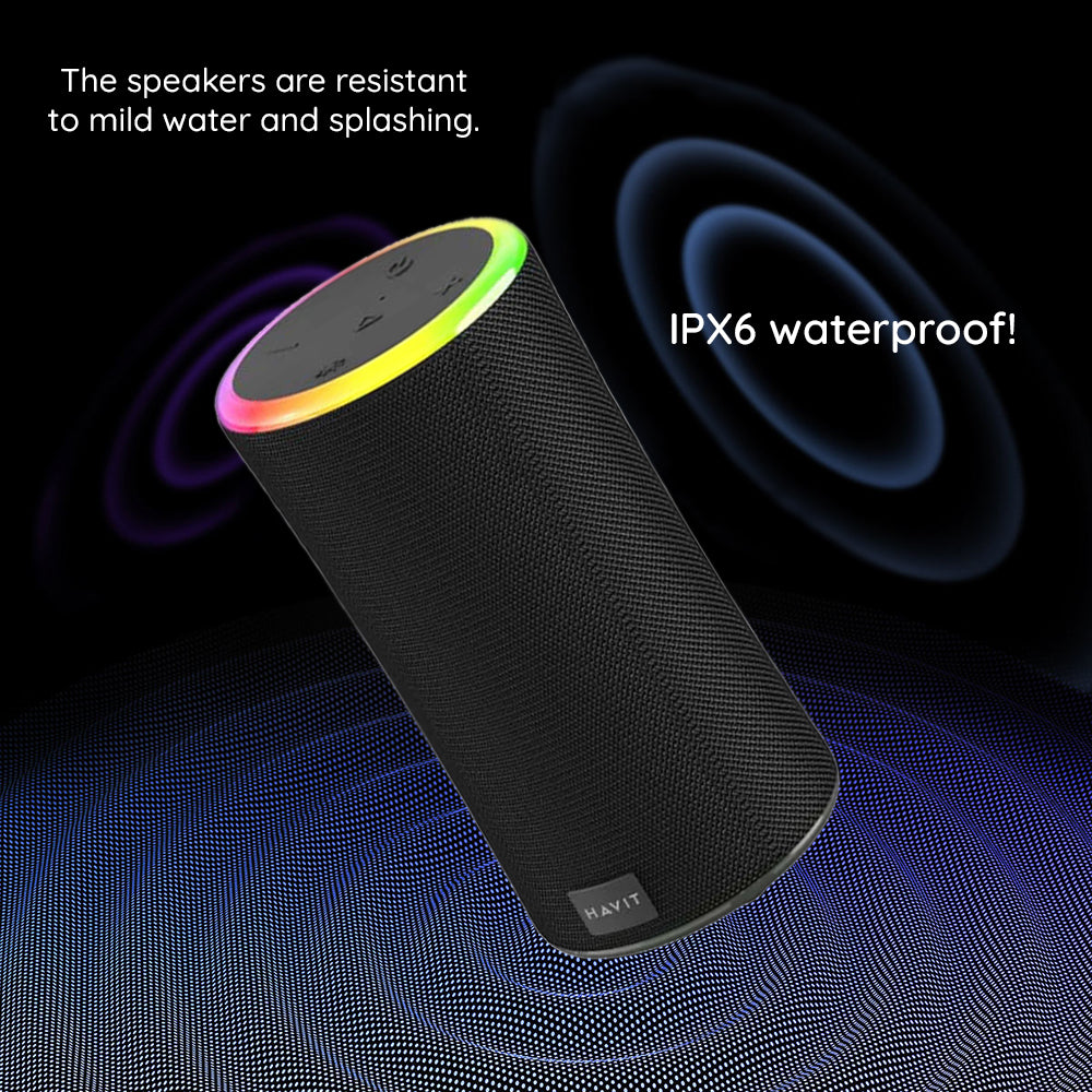 Draagbare Bluetooth Speaker HAVIT SK833BT, 2 x 10W, RGB, Waterdicht, Zwart