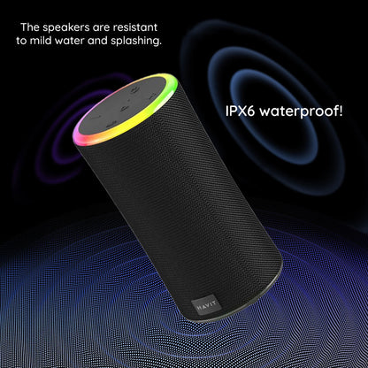 Draagbare Bluetooth Speaker HAVIT SK833BT, 2 x 10W, RGB, Waterdicht, Zwart
