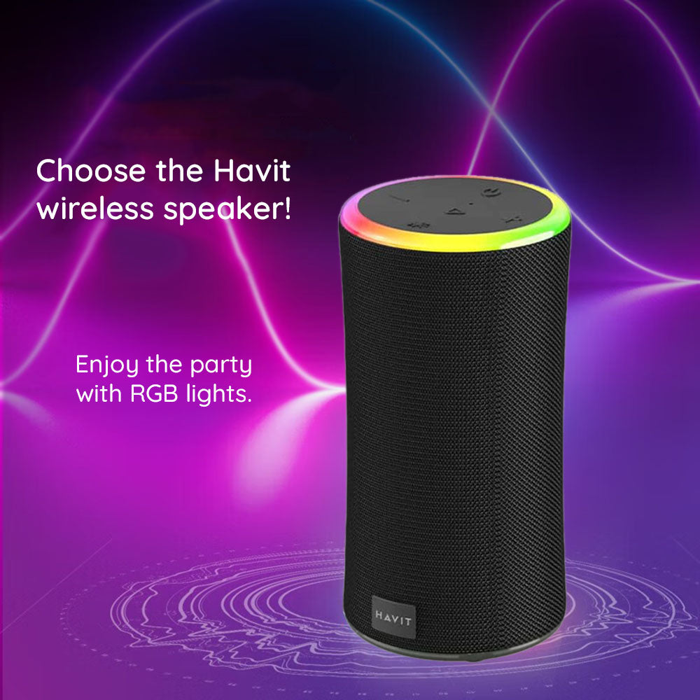 Draagbare Bluetooth Speaker HAVIT SK833BT, 2 x 10W, RGB, Waterdicht, Zwart