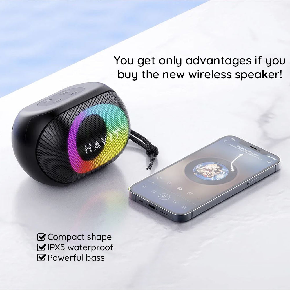 Draagbare Bluetooth Speaker HAVIT SK885BT, 8W, RGB, Waterdicht, Zwart