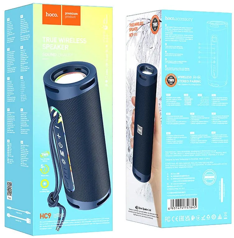 Draagbare Bluetooth Speaker HOCO HC9 Dazzling Pulse Sports, 10W, TWS, RGB, Blauw
