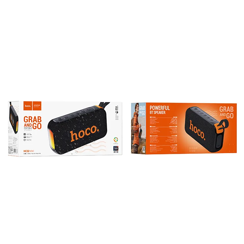 Draagbare Bluetooth Speaker HOCO HC32, 2 x 10W, TWS, RGB, Zwart