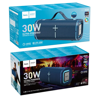 Draagbare Bluetooth Speaker HOCO HC51, 30W, TWS, RGB, Blauw