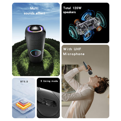 Bluetooth-luidspreker Yesido YSW21 Karaoke, 120W, RGB, Waterdicht, Zwart