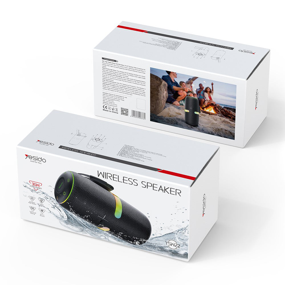 Draagbare Bluetooth Speaker Yesido YSW22, 30W, RGB, Waterdicht, Zwart