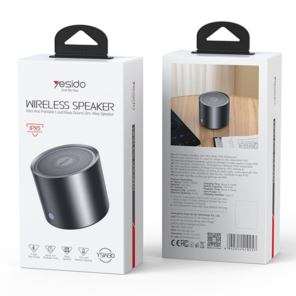 Bluetooth-luidspreker Yesido YSW30, 3W, Waterdicht, Zwart