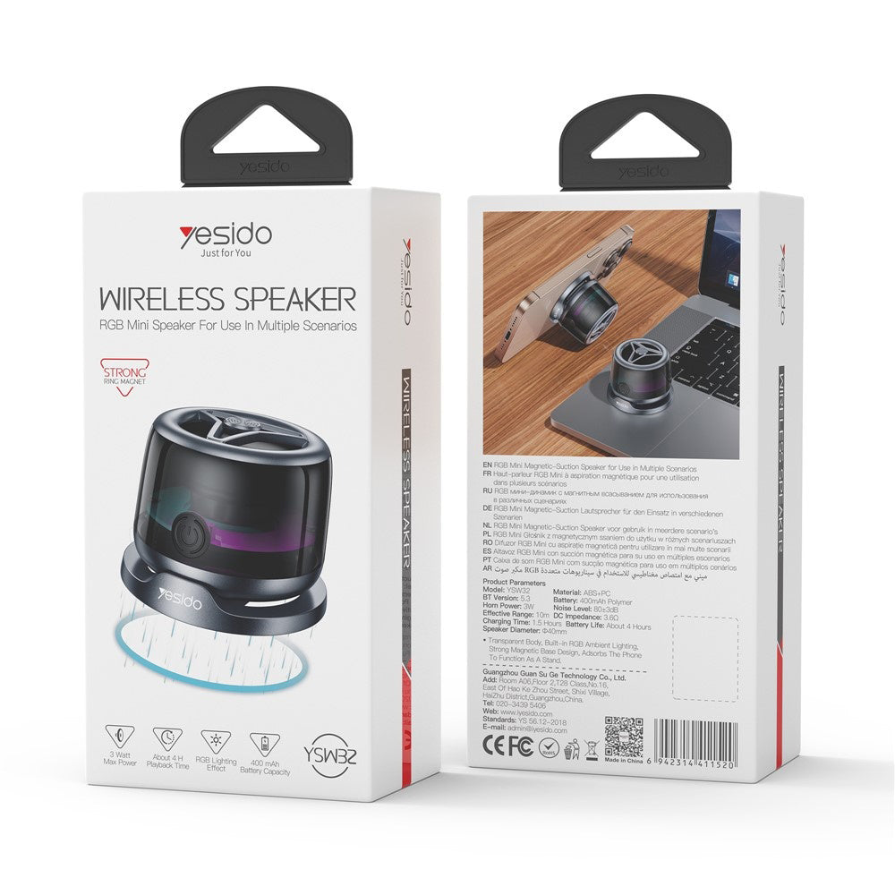 Draagbare Bluetooth Speaker Yesido YSW32, 3W, RGB, Zwart