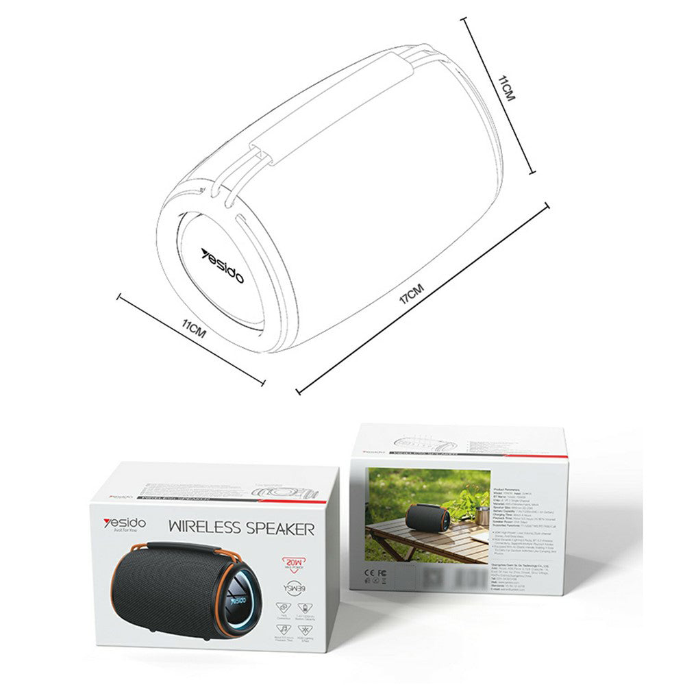 Draagbare Bluetooth Speaker Yesido YSW39, 20W, TWS, RGB, Zwart