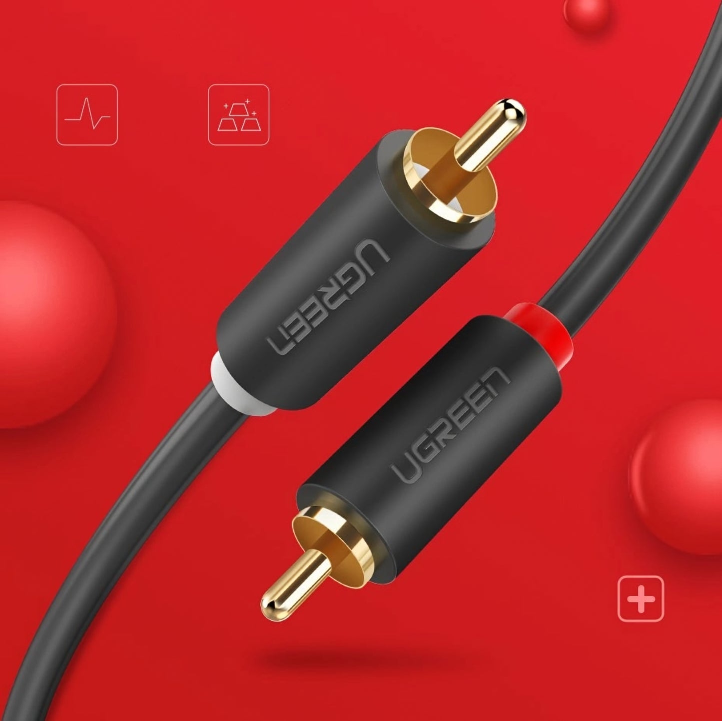 Audio Kabel UGREEN AV104, 2 x RCA - 2 x RCA, 5m, Zwart