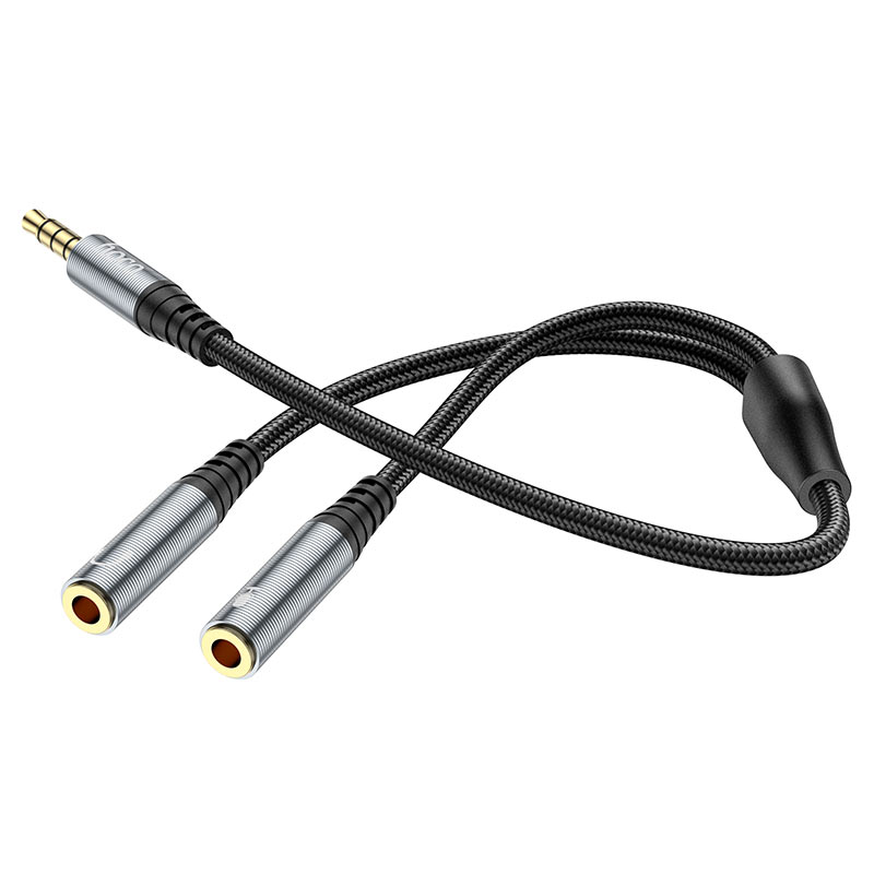 Audio Adapter 3.5mm - 2 x 3.5mm HOCO UPA21-2, 0.25m, Zwart