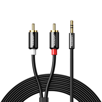 Audio Kabel 3.5mm - 2 x RCA UGREEN AV116, 1m, Zwart