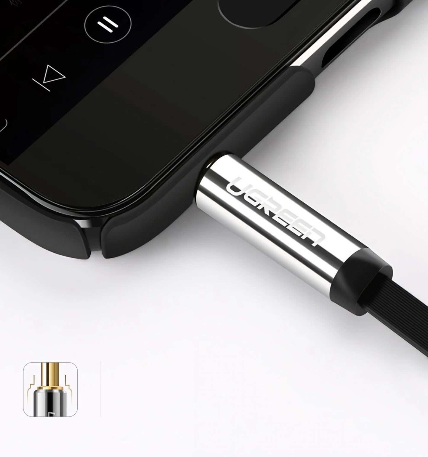 Audio Kabel 3.5mm - 3.5mm UGREEN AV119 Angled, 1.5m, Zwart