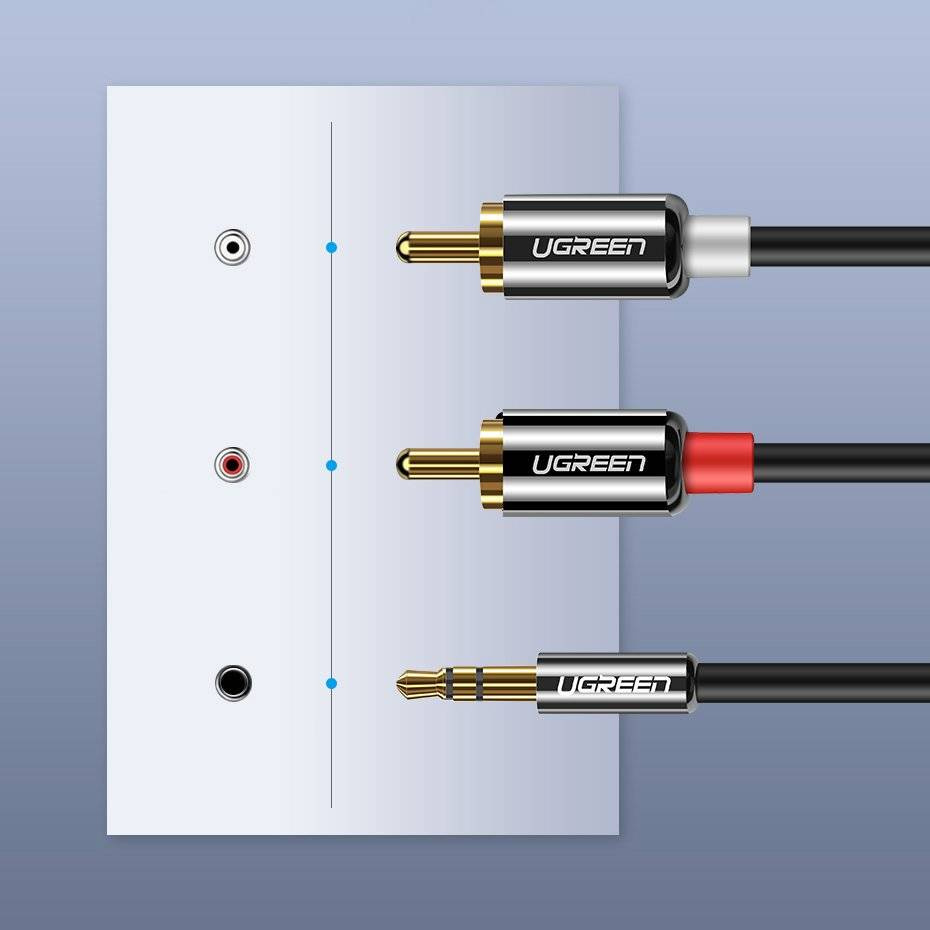 Audio Kabel 3.5mm - 2 x RCA UGREEN AV116, 2m, Zwart