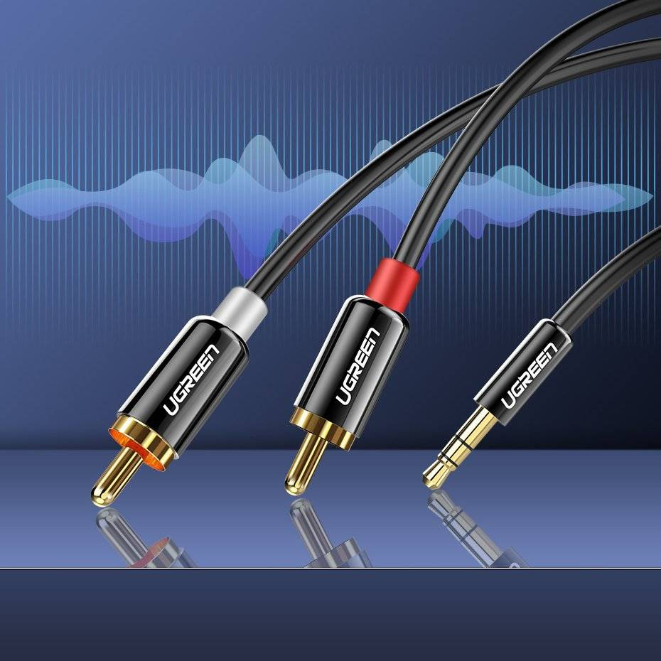 Audio Kabel 3.5mm - 2 x RCA UGREEN AV116, 2m, Zwart