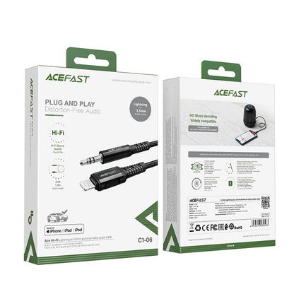 Audio Lightning-kabel - 3.5mm Acefast C1-06, 1.2m, Zwart