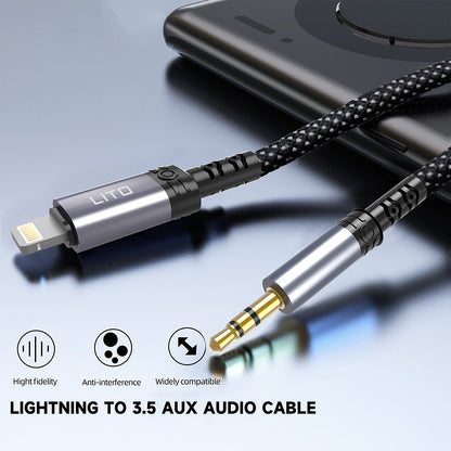 Audio Lightning-kabel - 3.5mm Lito LA01L, 1m, Zwart