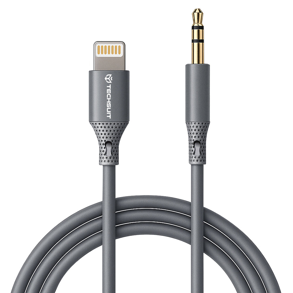 Audio Kabel Lightning - 3.5mm Techsuit AC5 SoundFlex, 1m, Grijs