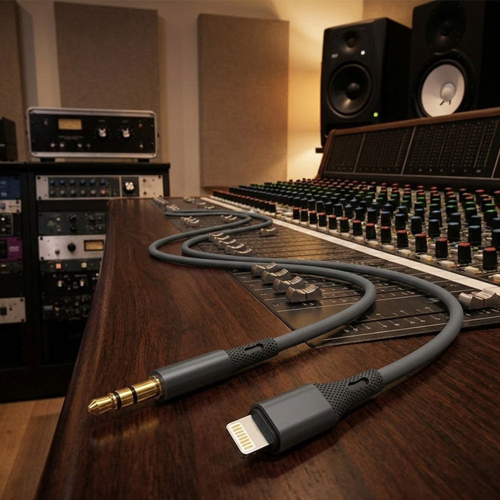 Audio Kabel Lightning - 3.5mm Techsuit AC5 SoundFlex, 1m, Grijs