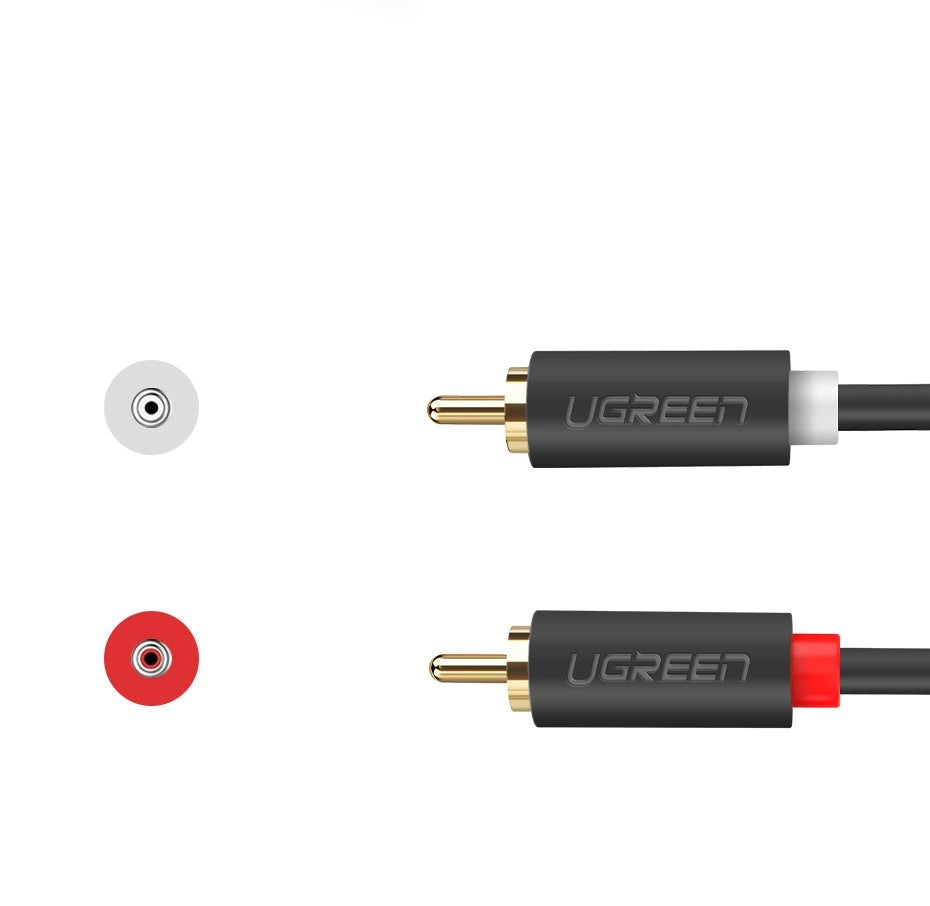 Audio Kabel UGREEN AV104, 2 x RCA - 2 x RCA, 2m, Zwart