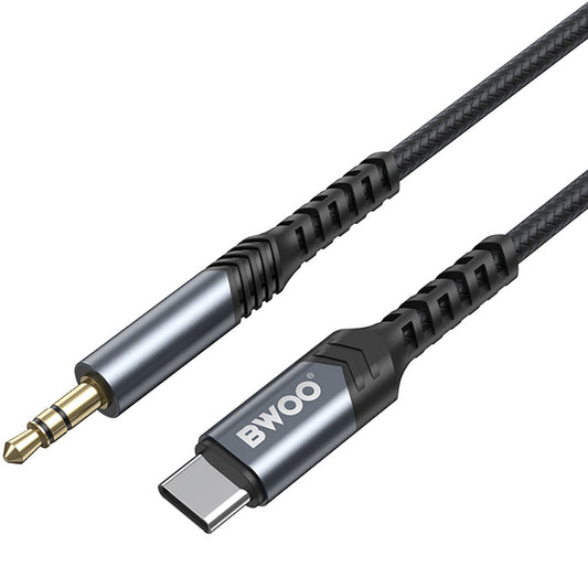 Audiokabel USB-C - 3,5 mm BWOO BO-AUX066, 1,2 m, Zwart 