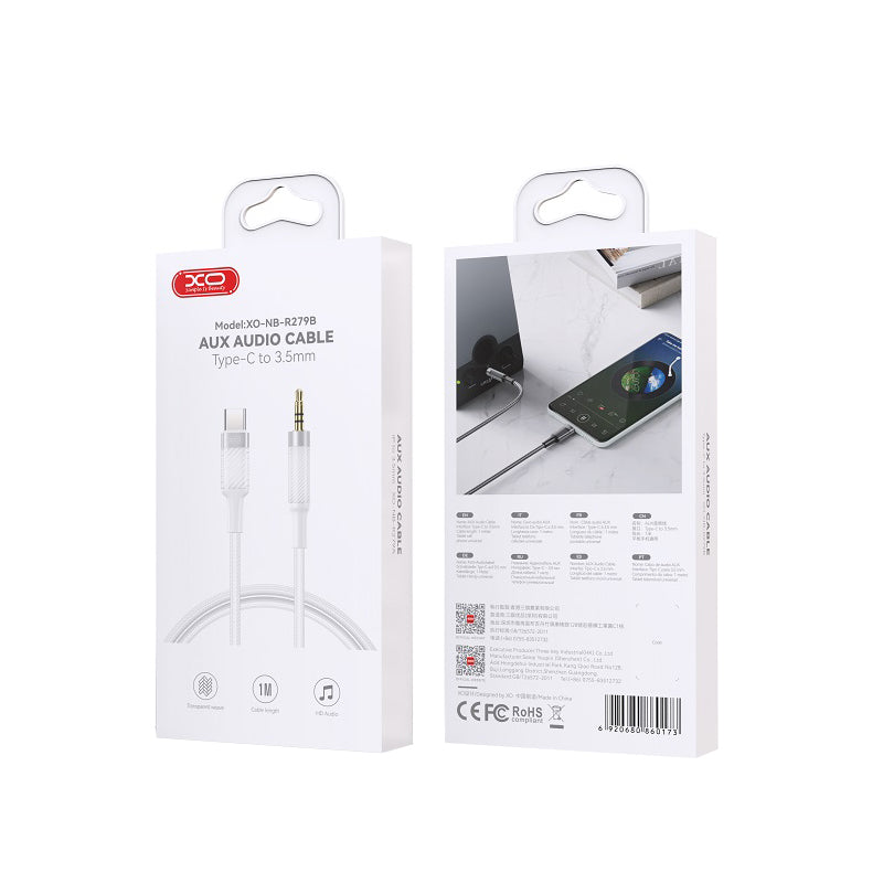 Audio Kabel USB-C - 3.5mm XO Design NB-R279B, 1m, Wit