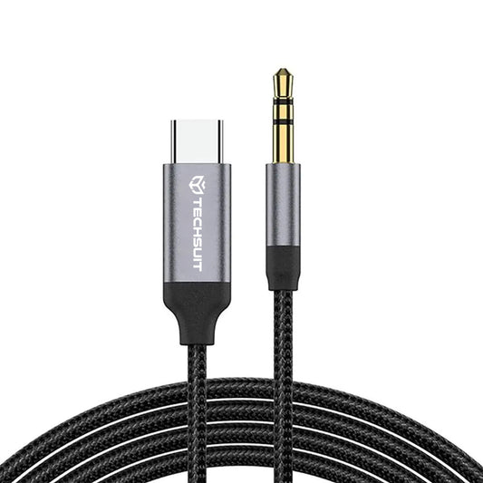 USB-C to 3.5mm Techsuit AC11 FuseXound Audio Cable, 0.5m, Gray
