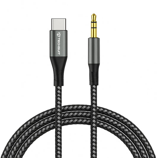 USB-C to 3.5mm Techsuit AC16 NexaSound Audio Cable, 1m, Gray