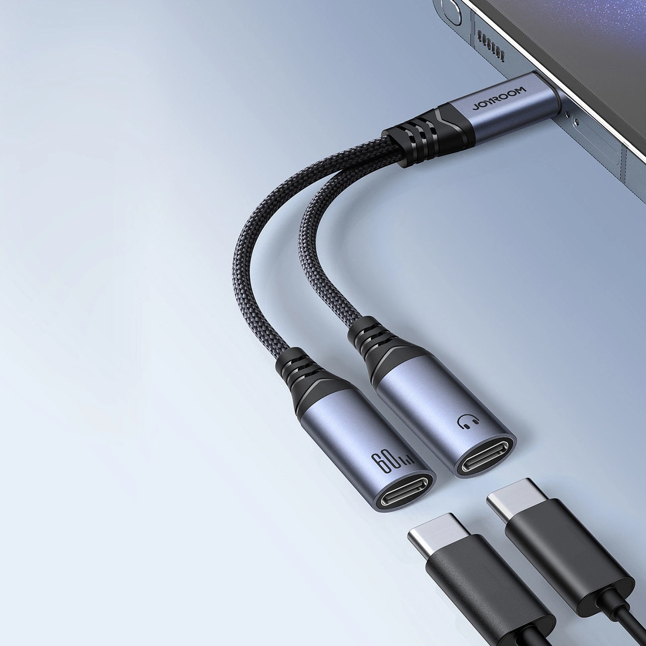 Audio USB-C Kabel - 2 x USB-C Joyroom SY-C03, 0.14m, Zwart