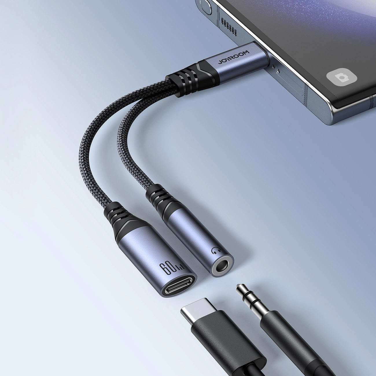 Audio Kabel USB-C - 3.5mm / USB-C Joyroom SY-C02, 0.14m, Zwart