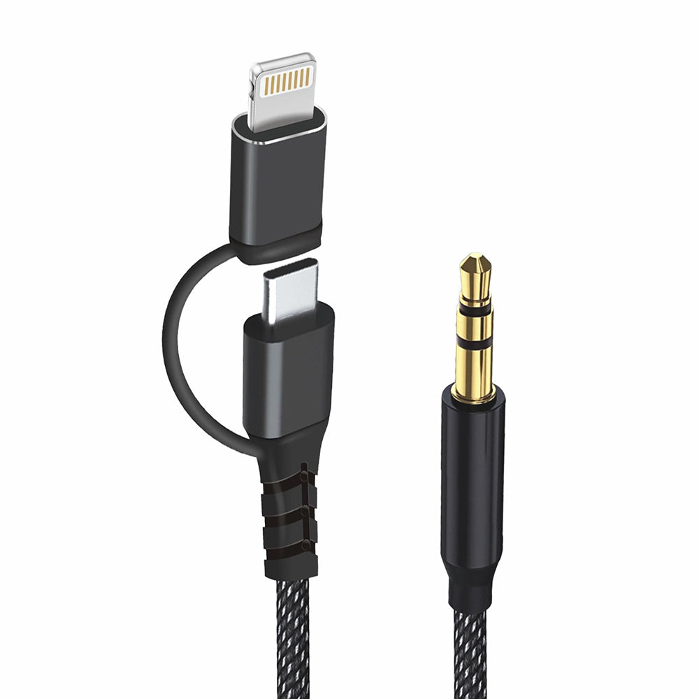 Audio Kabel USB-C / Lightning - 3.5mm Techsuit AC15 EchoSnap, 1m, Zwart