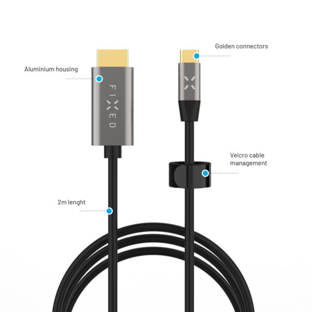 Audio- en Videokabel USB-C - HDMI Fixed, 2m, Grijs