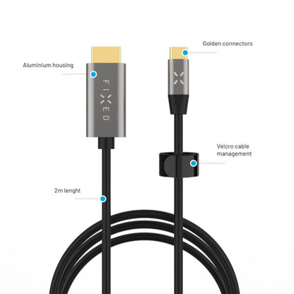 Audio- en Videokabel USB-C - HDMI Fixed, 2m, Grijs