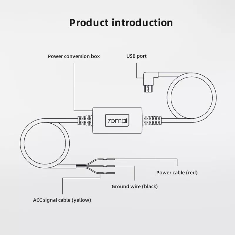 Hardwire 70mai Midrive-kit UP02, microUSB, 3m