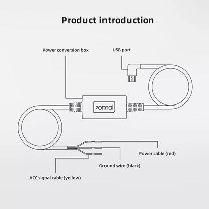 Hardwire 70mai Midrive-kit UP02, microUSB, 3m