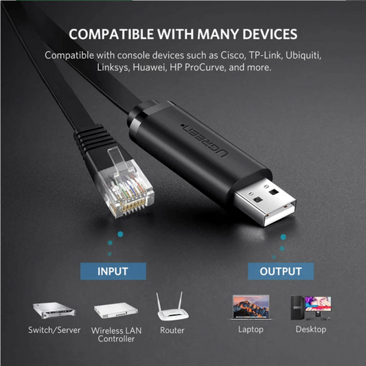 UGREEN CM204 USB Console Kabel, RJ45, 3m, Zwart