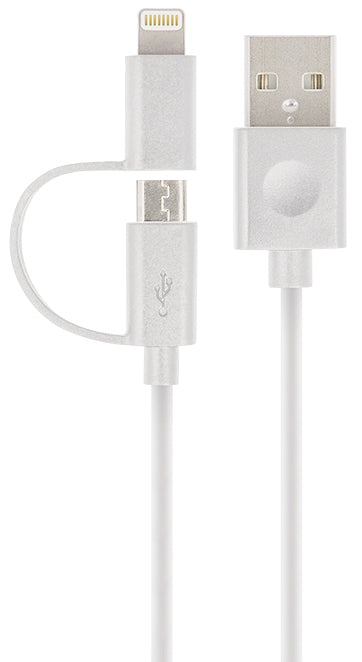 Forever MFi 2in1 USB-A - Lightning / microUSB, 18W, 1m, Wit