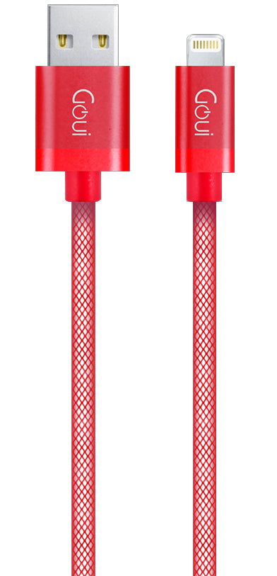 Data- en oplaadkabel USB-A - Lightning Goui Metallic, 18W, 1m, Rood G-LC8PIN-02R