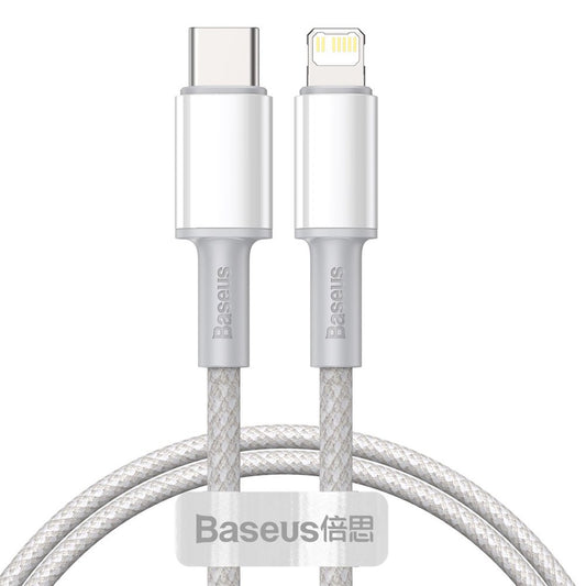 USB-C - Lightning Baseus High Density Braided, 20W, 1m, White CATLGD-02