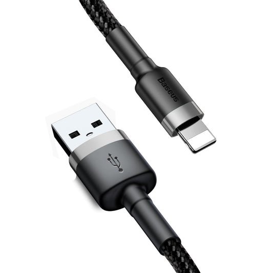 USB-A - Lightning Baseus Cafule Data- en Oplaadkabel, 18W, 3m, Grijs CALKLF-RG1
