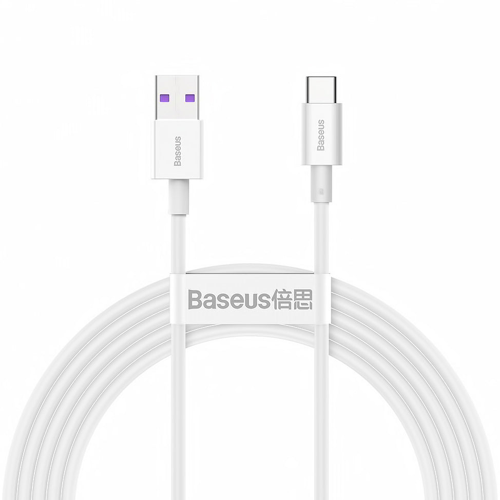 Data and Charging Cable USB-A - USB-C Baseus Superior Series, 66W, 2m, White CATYS-A02